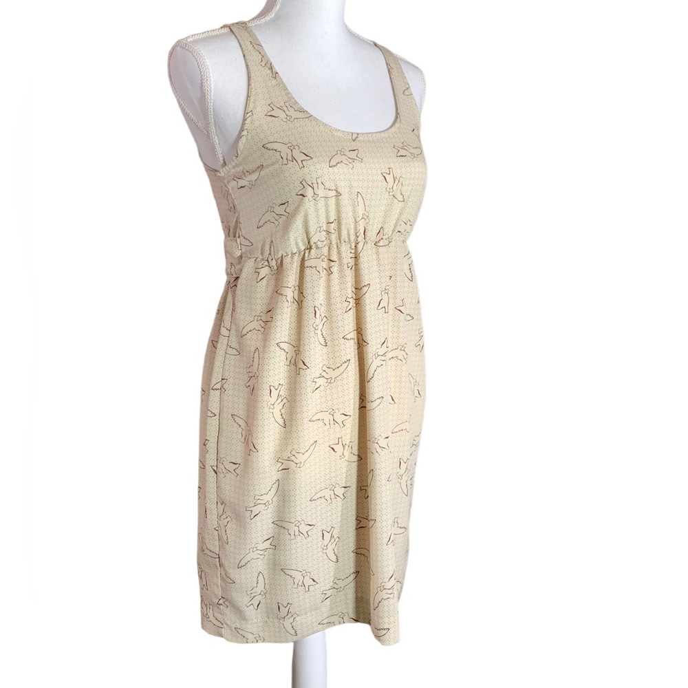๐Host Pick๐ Cream Scoop Neck Sleeveless Midi Dress w/ Birds Size Small NWOT - Picture 1 of 4